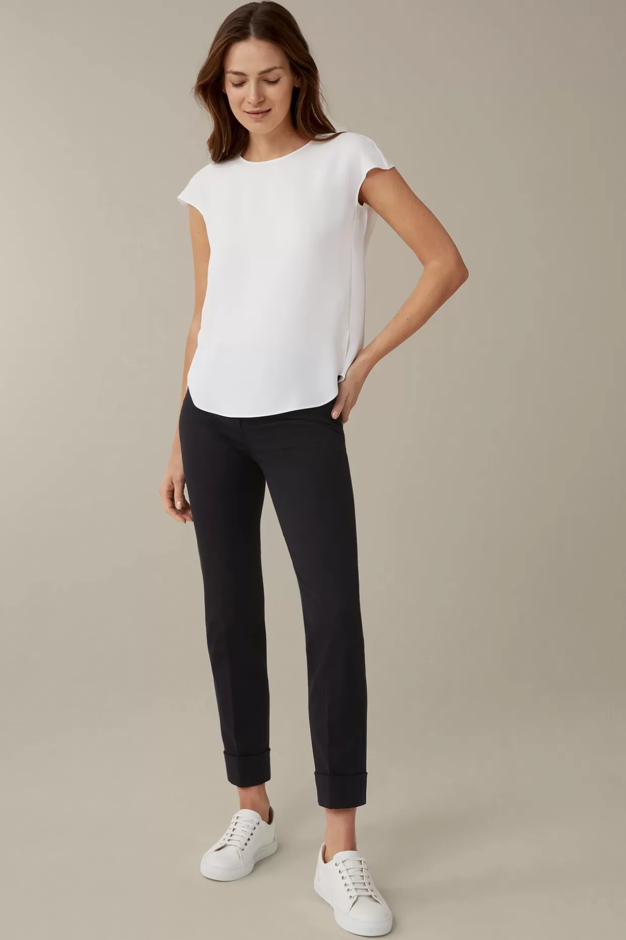 Damen Windsor Baumwoll-Bi-Stretch-Chino Mit Umschlag In