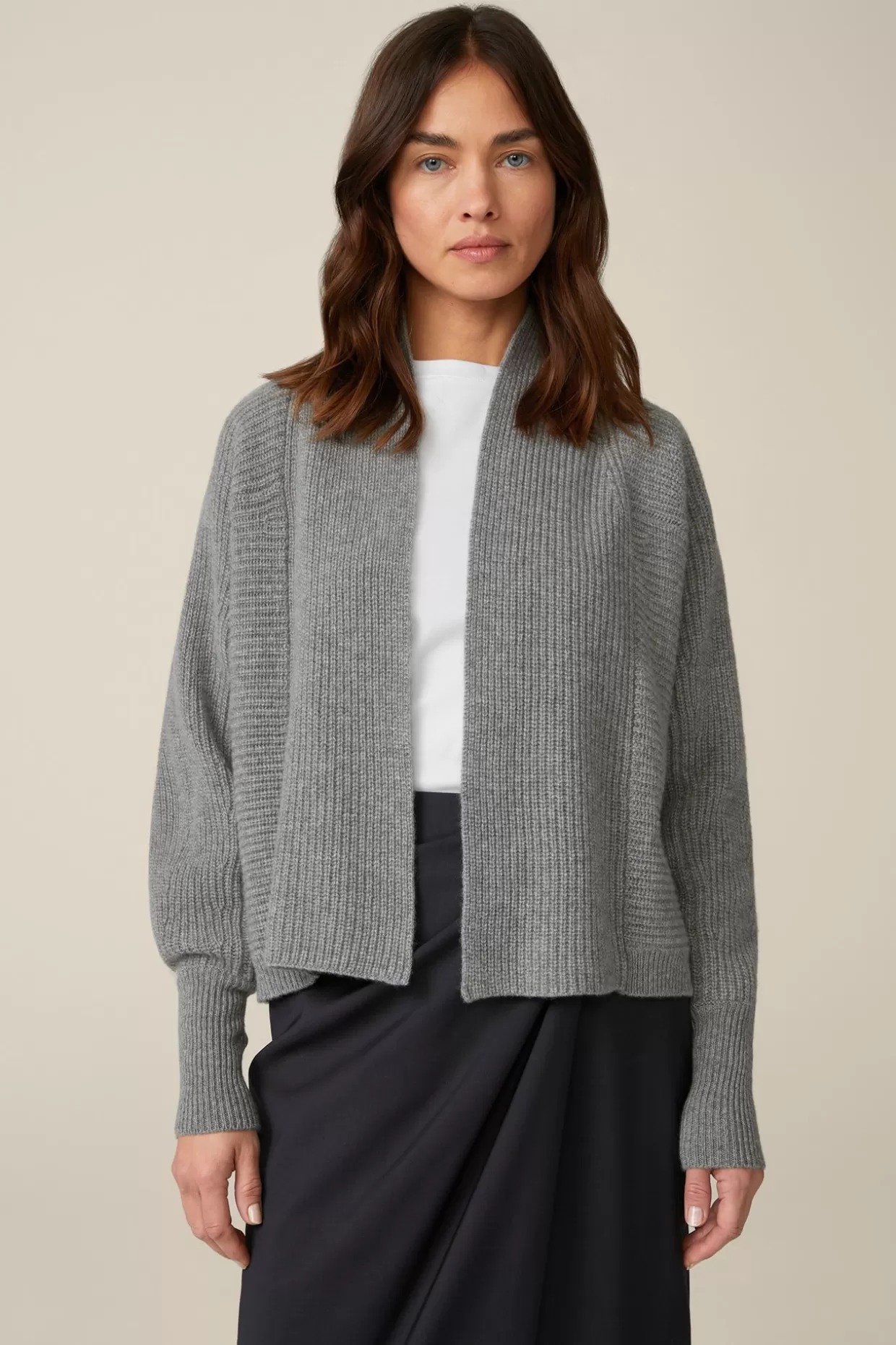 Damen Windsor Cashmere-Cardigan In Grau Melange