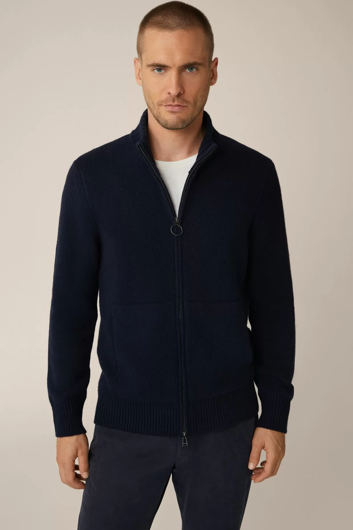 Herren Windsor Cashmere-Zip-Strick-Jacke Ecosio Mit Stehkragen In