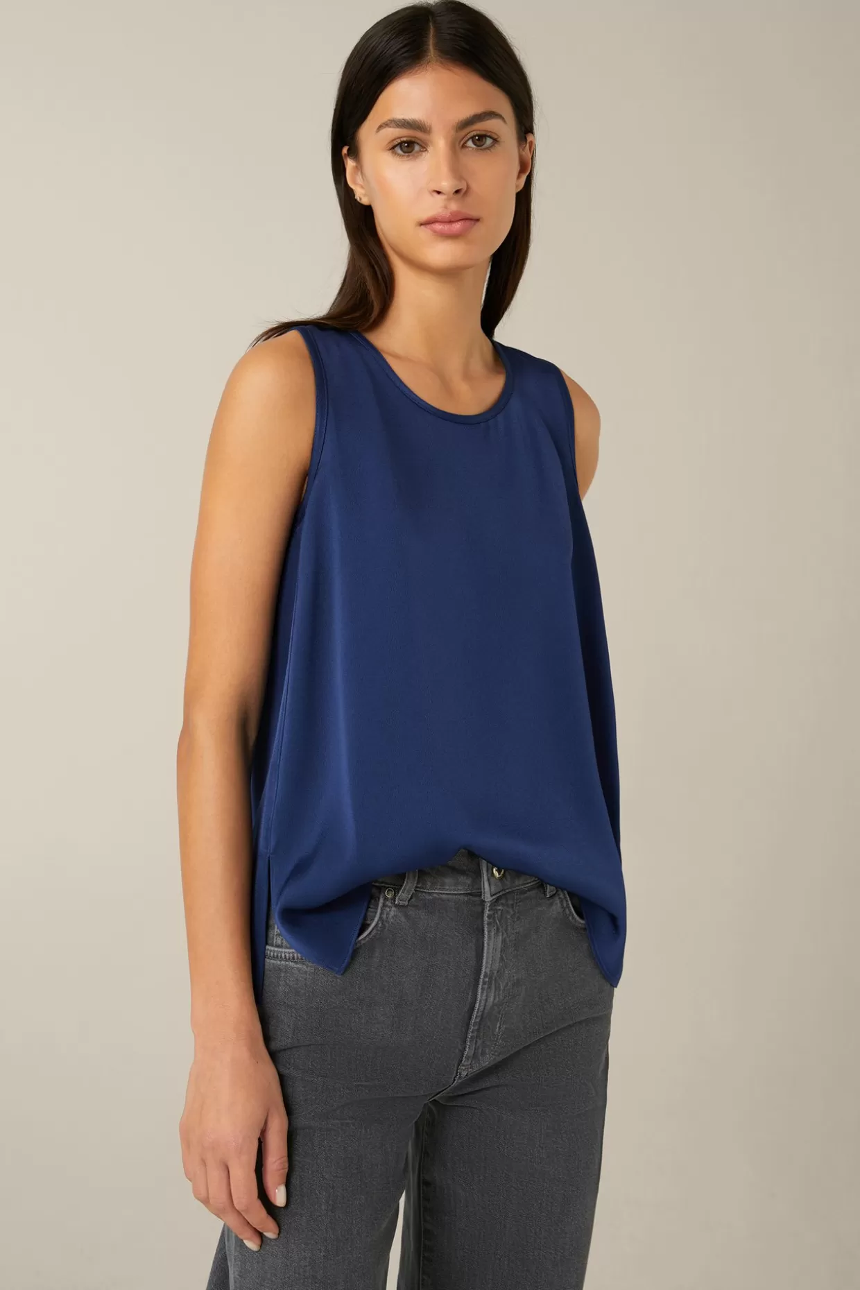 Damen Windsor Crepe-Blusen-Top In