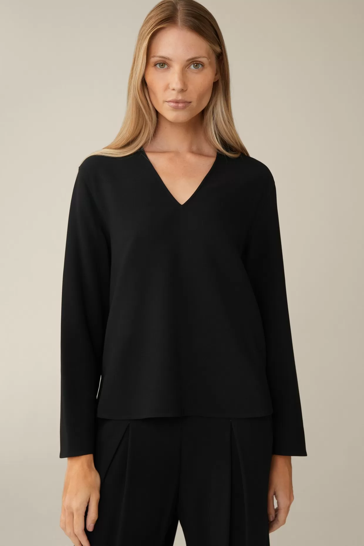 Damen Windsor Crepe-Langarm-Bluse In