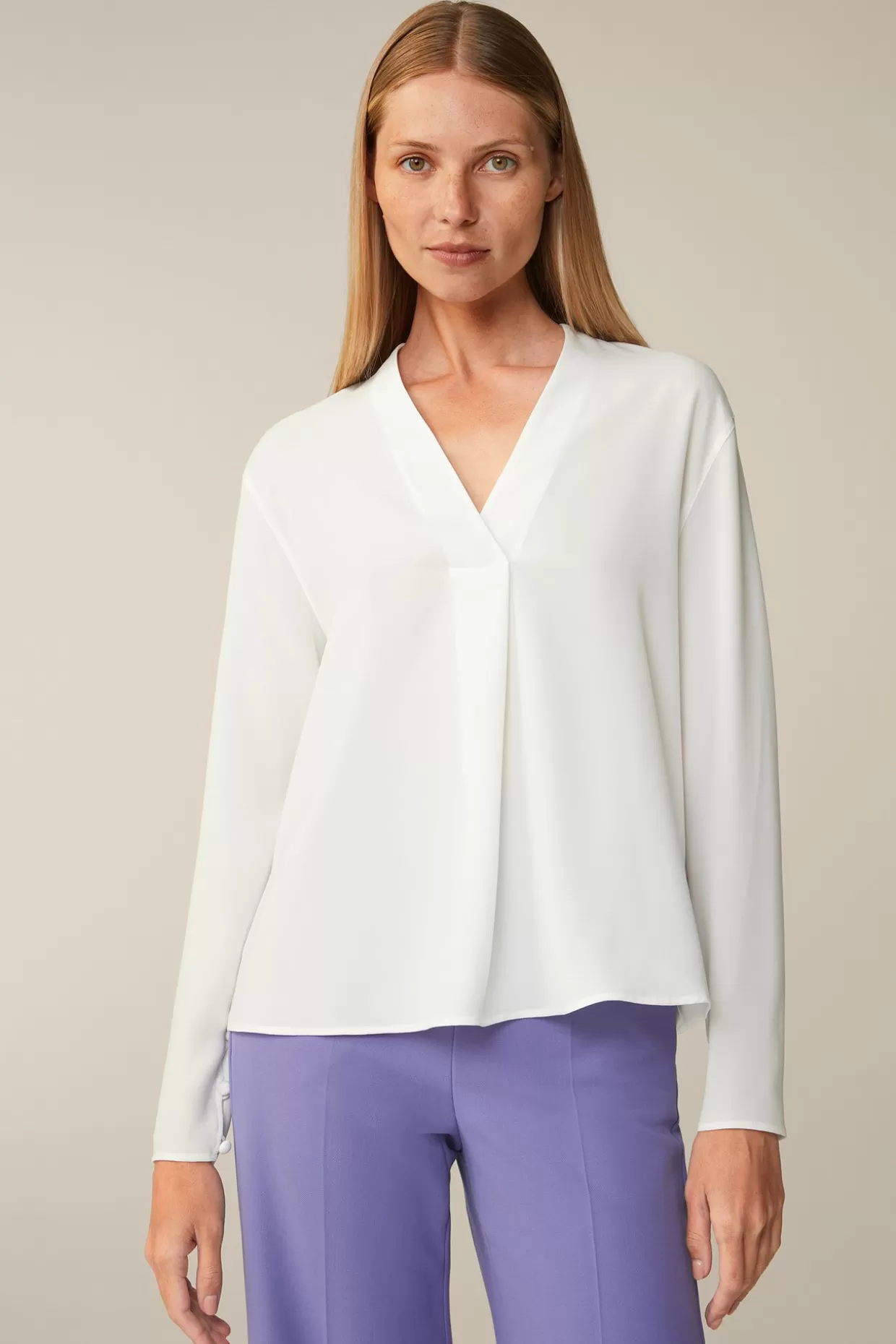 Damen Windsor Crepe-Langarm-Bluse In