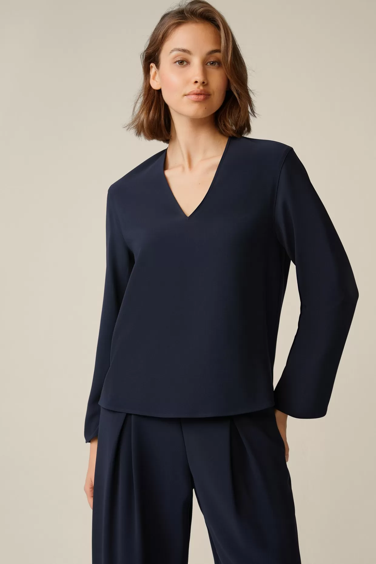 Damen Windsor Crepe-Langarm-Bluse In