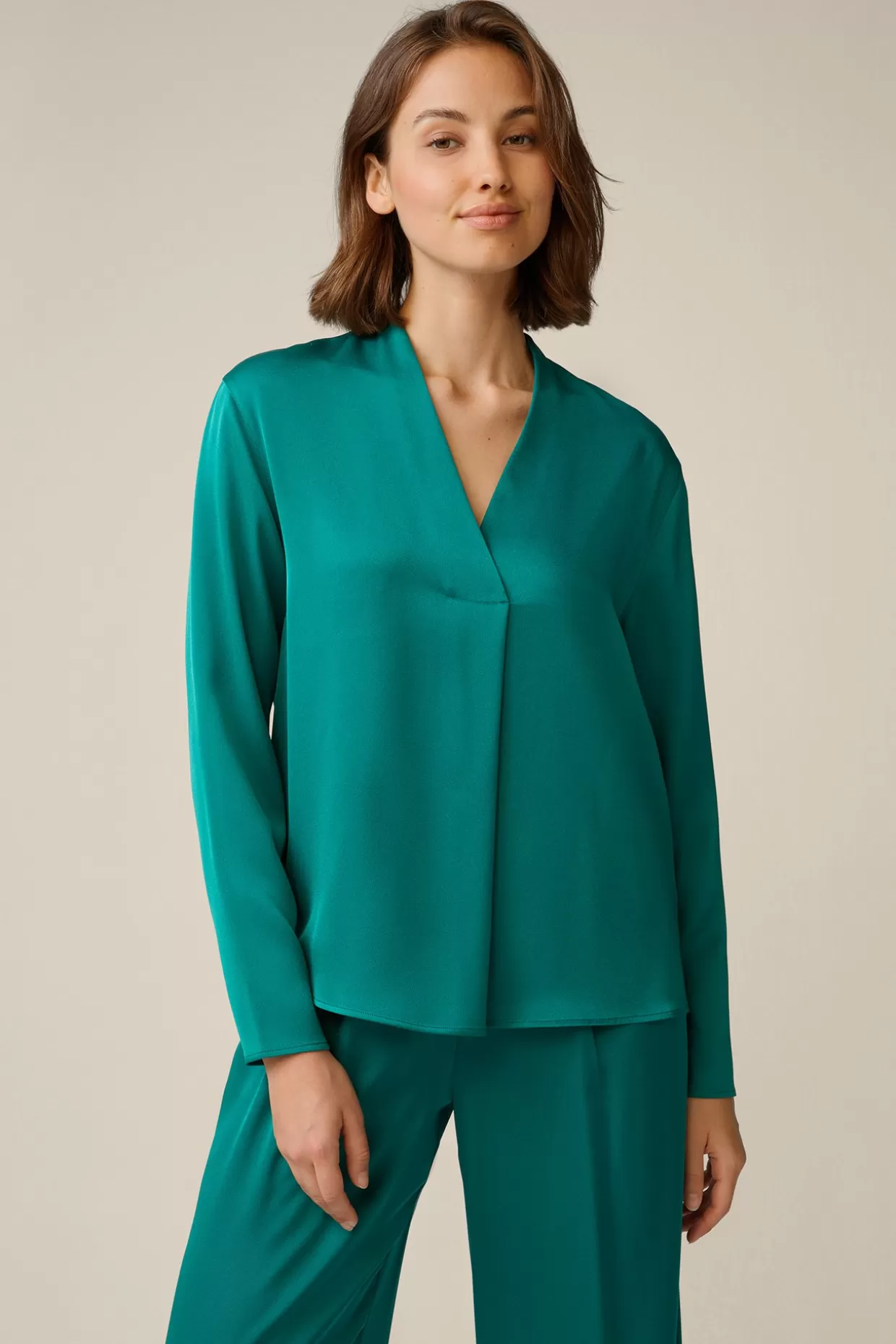 Damen Windsor Crepe-Langarm-Bluse In