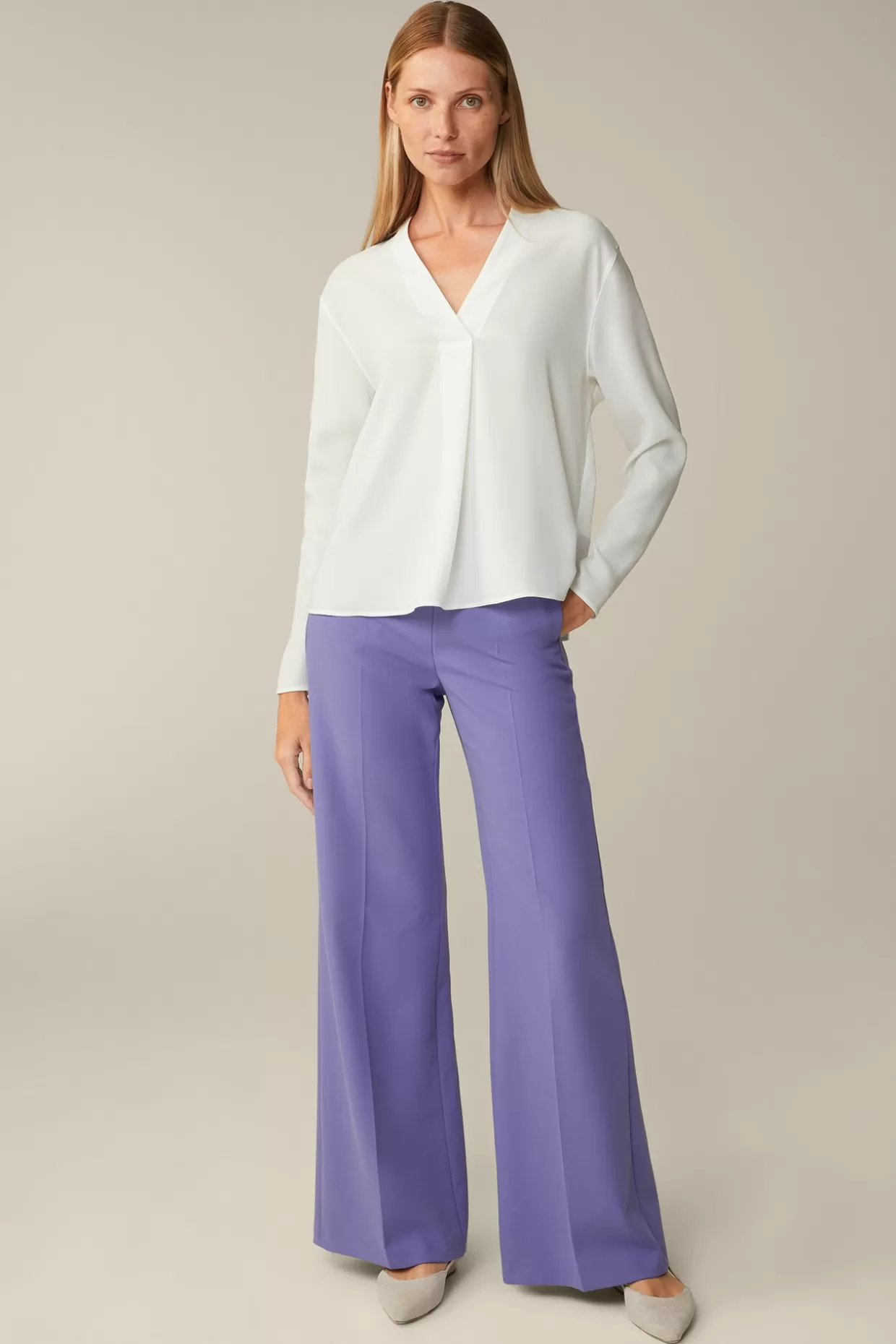 Damen Windsor Crepe-Langarm-Bluse In