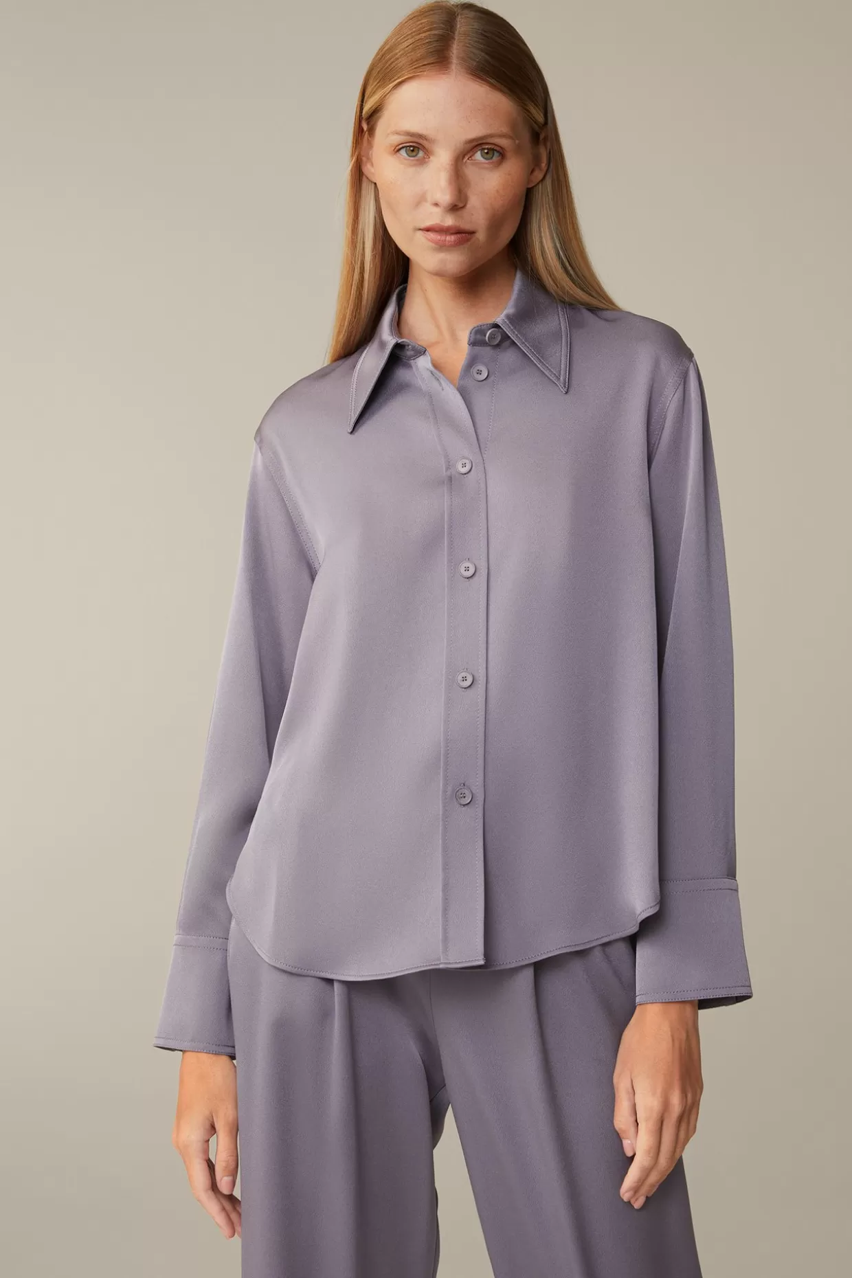 Damen Windsor Crepe-Langarm-Hemd-Bluse In