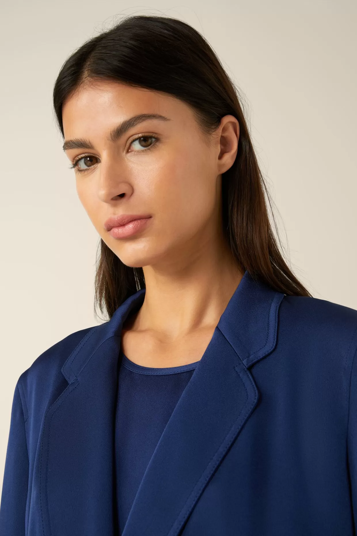 Damen Windsor Crepe-Long-Blazer Mit Gürtel In