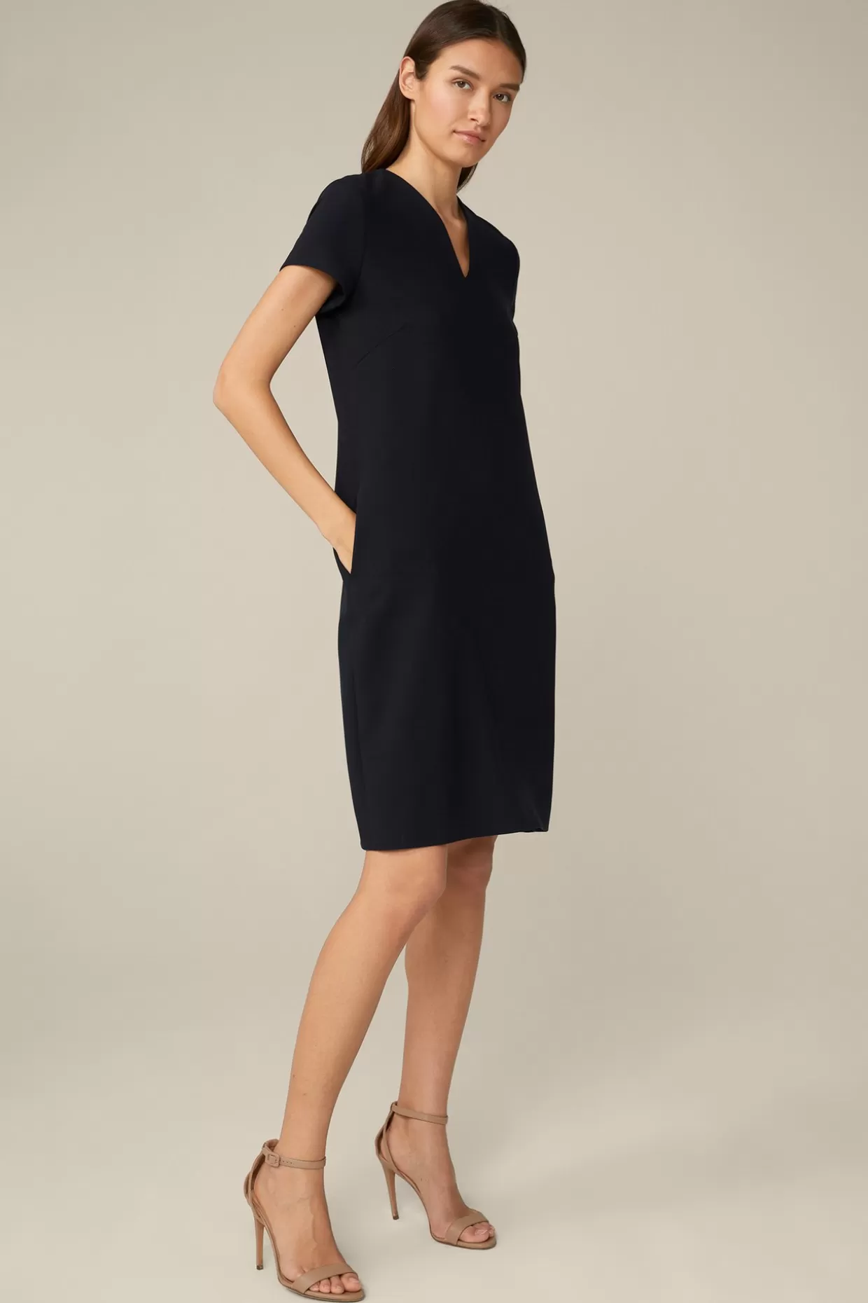 Damen Windsor Crepe-Shift-Kurzarm-Kleid In