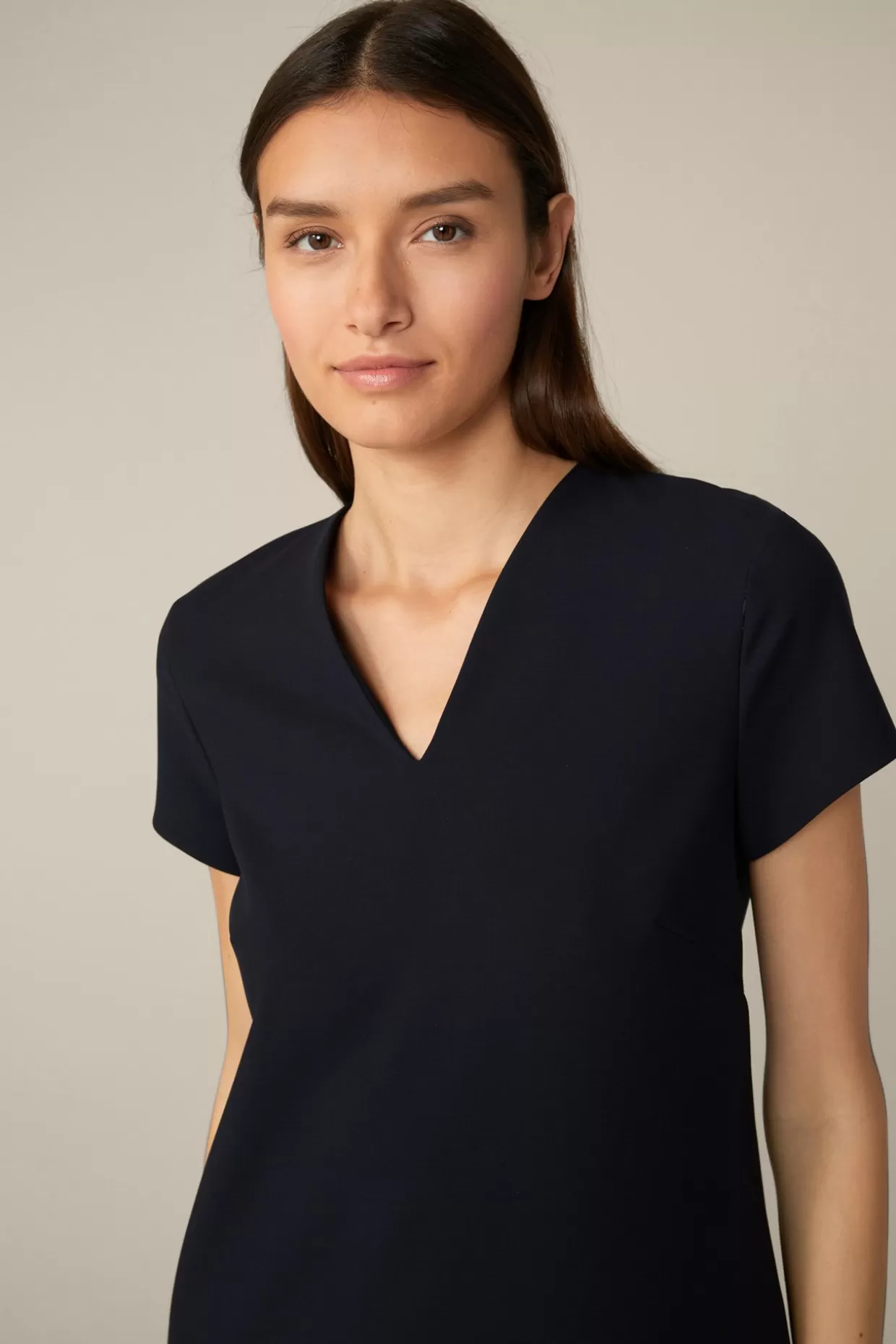 Damen Windsor Crepe-Shift-Kurzarm-Kleid In