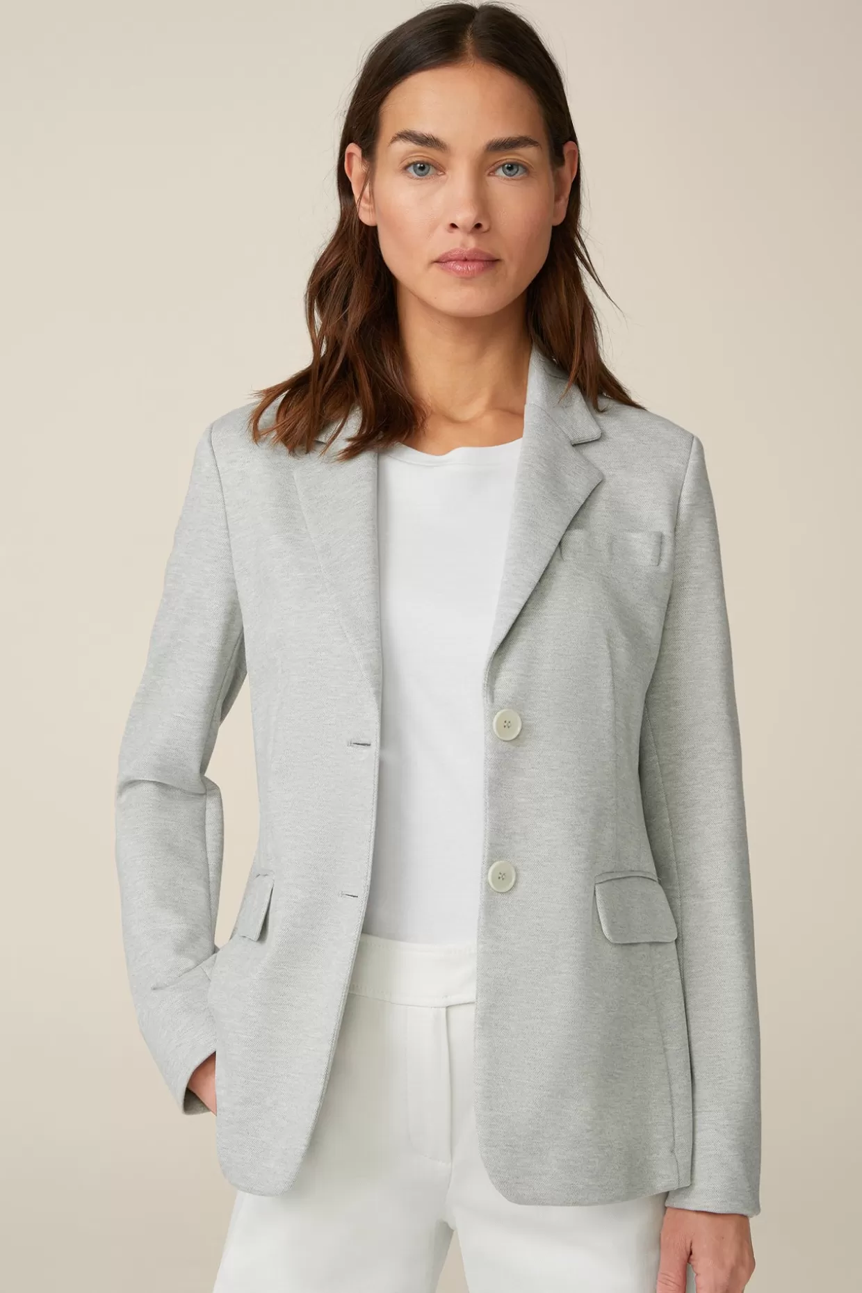 Damen Windsor Jersey-Blazer In Hell Ecru Gemustert