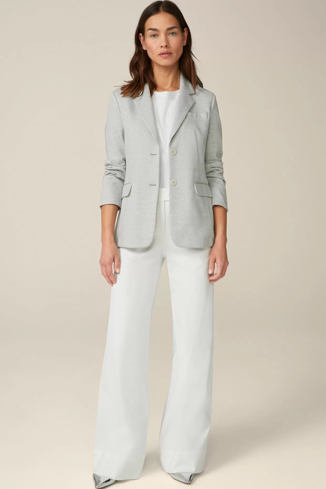 Damen Windsor Jersey-Blazer In Hell Ecru Gemustert