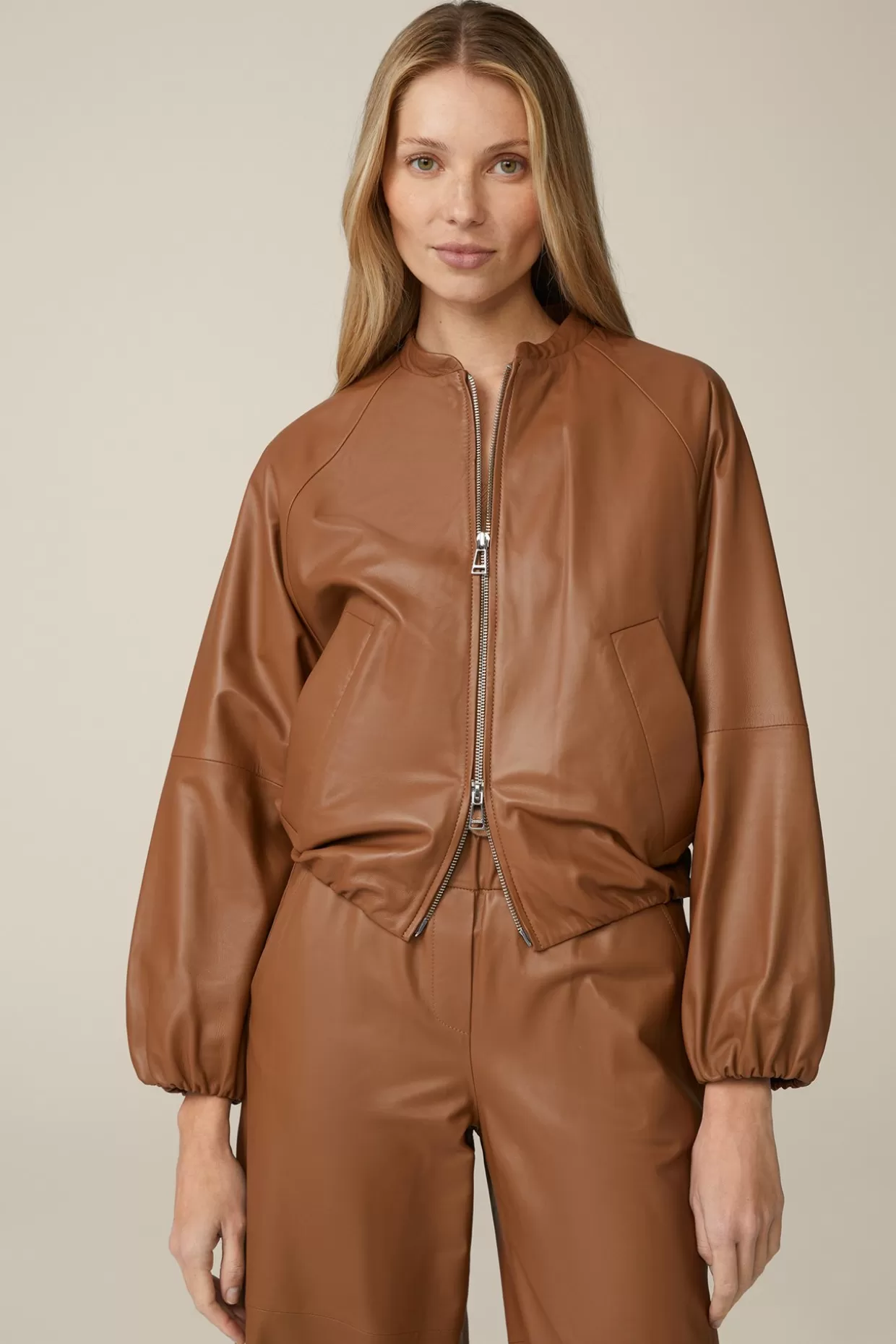 Damen Windsor Lammnappa-Leder-Blouson In