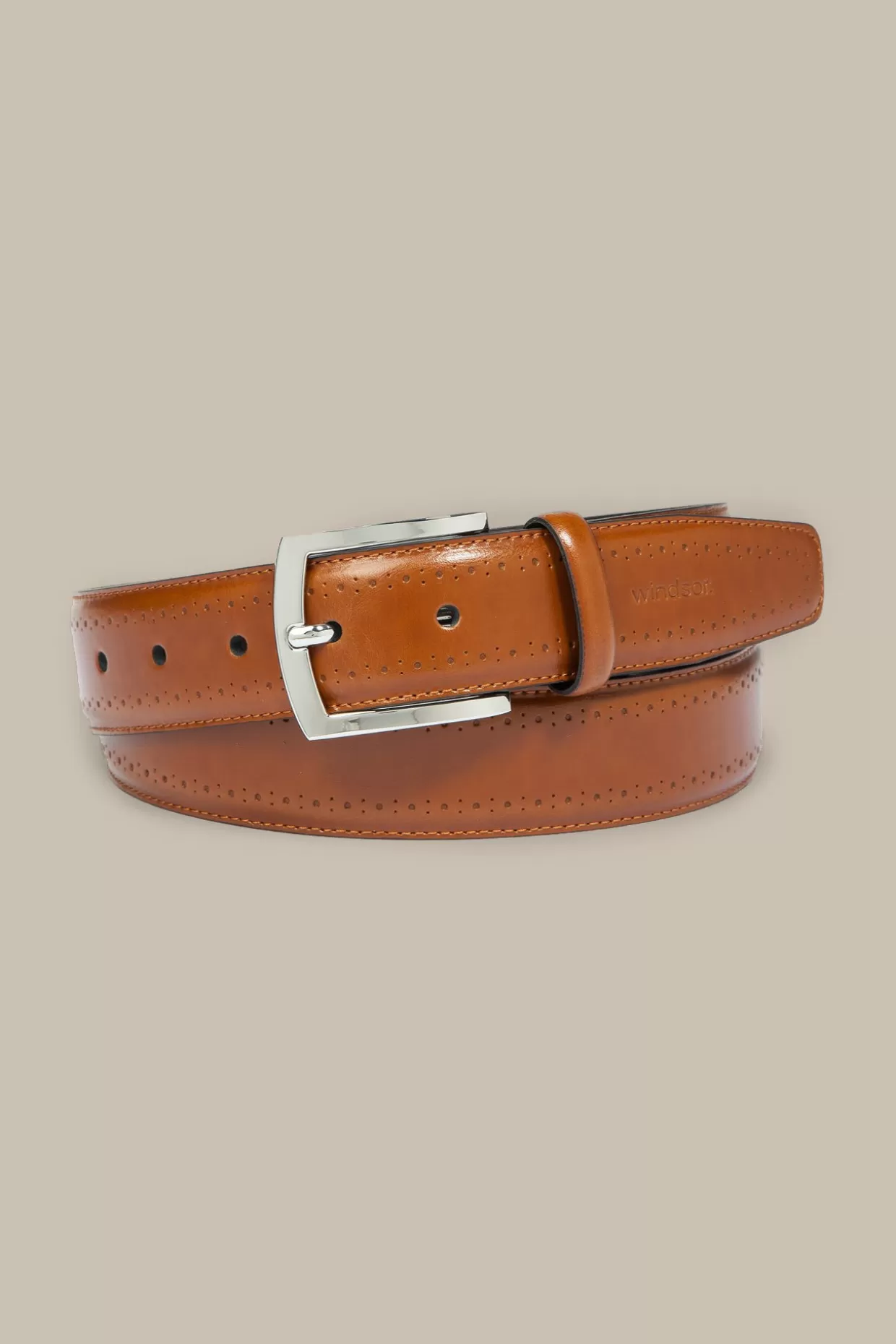 Herren Windsor LederGürtel In Cognac