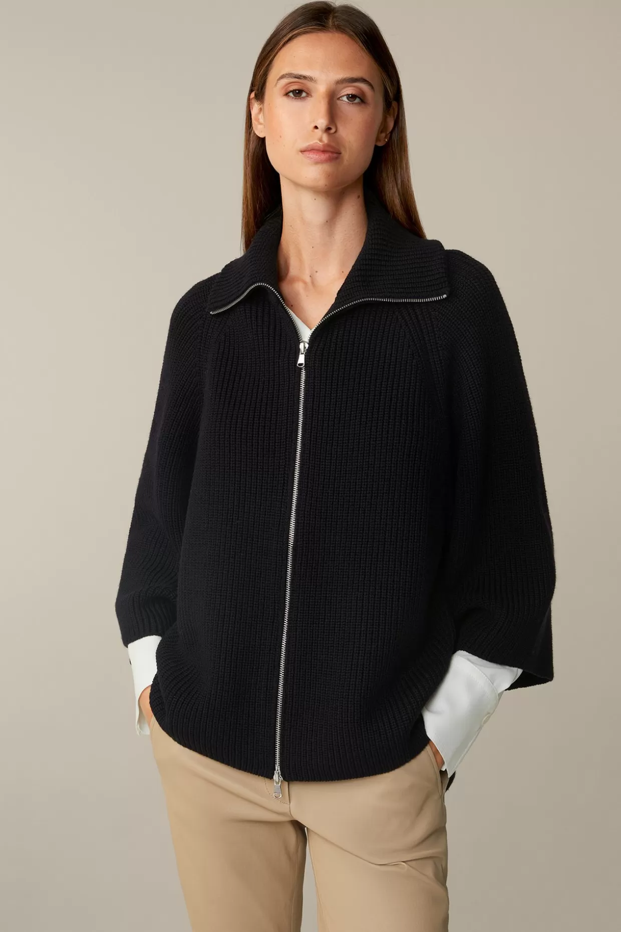 Damen Windsor Merino-Strick-Zip-Cardigan In