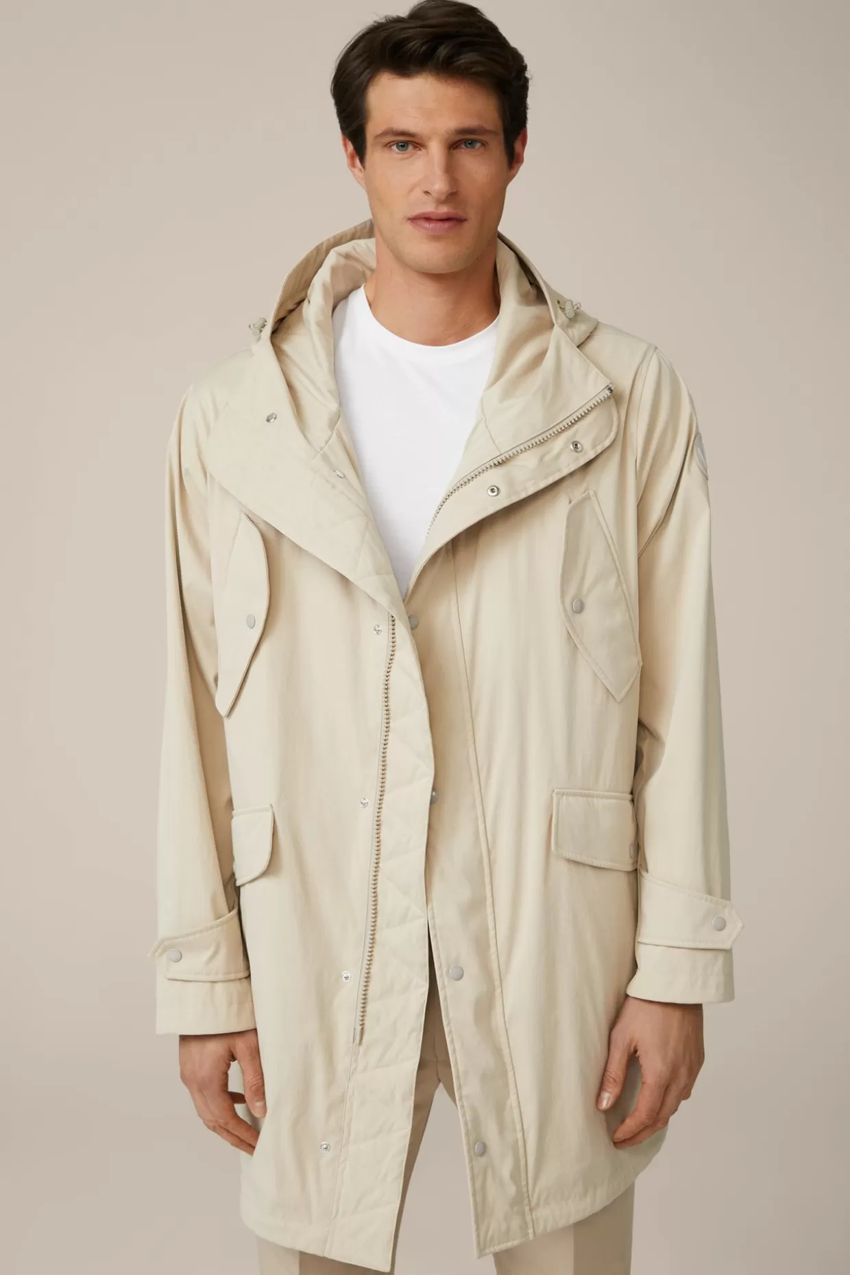 Herren Windsor Nylon-Parka Bosa Mit Kapuze In Beige