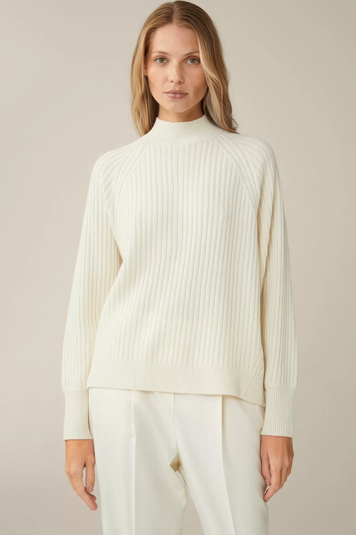 Damen Windsor Schurwoll-Cashmeremix-Ripp-Strick-Pullover In