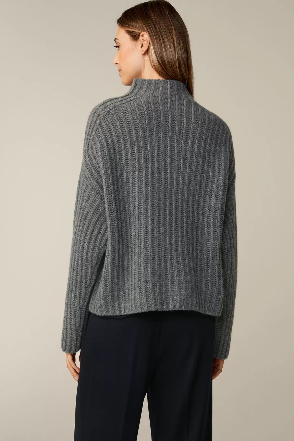 Damen Windsor Schurwoll-Cashmeremix-Stehkragen-Pullover In