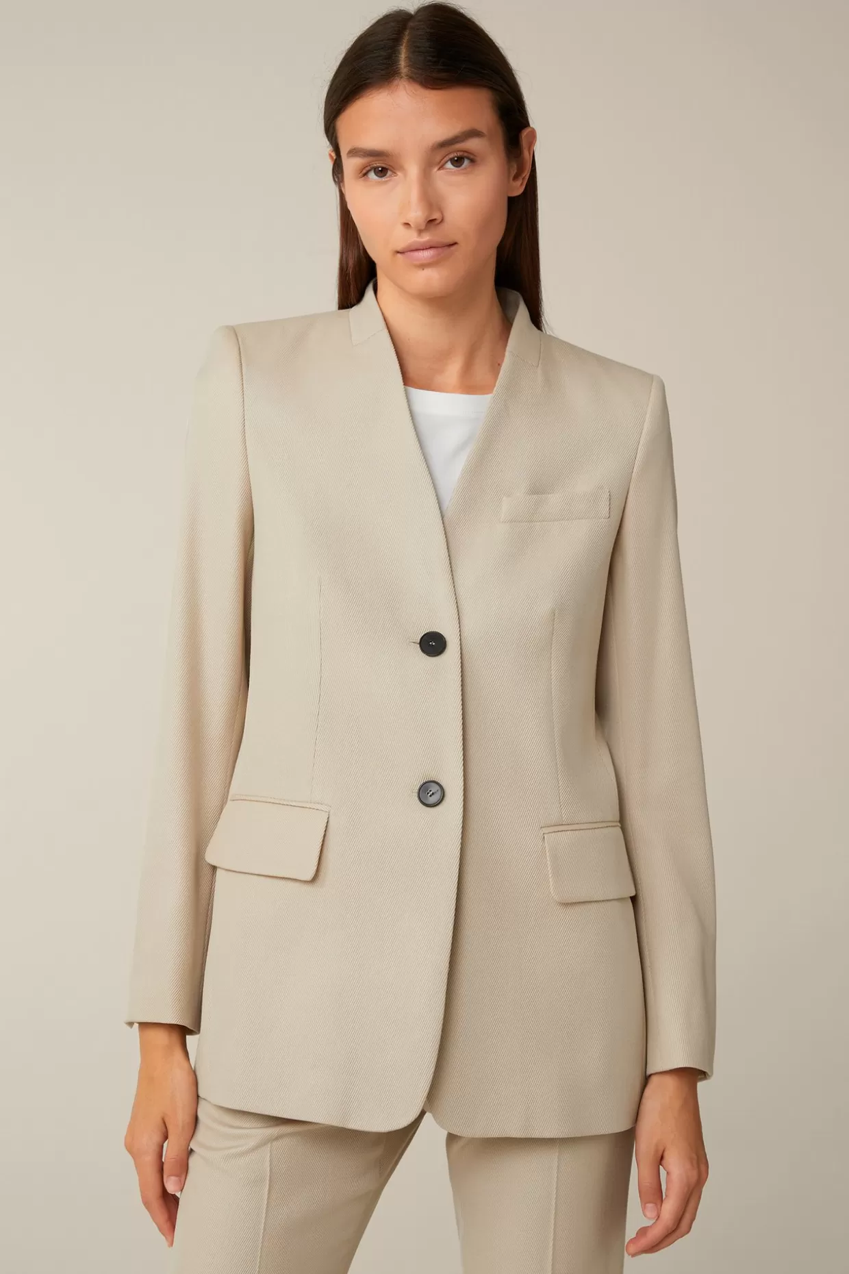 Damen Windsor Schurwollmix-Twill-Long-Blazer In