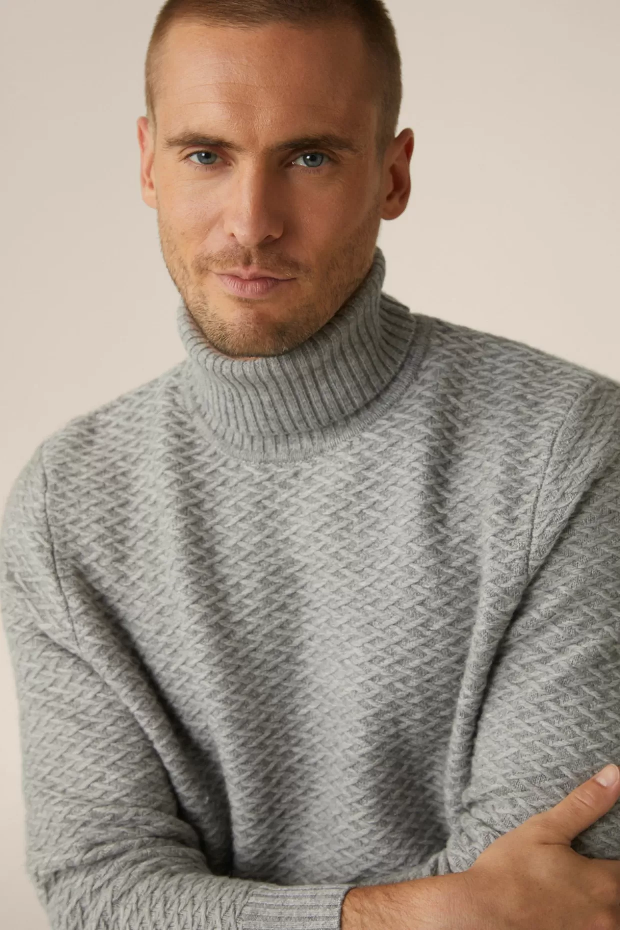 Herren Windsor Schurwoll-Rollkragen-Pullover Amilo Mit Cashmere In Strukturiert