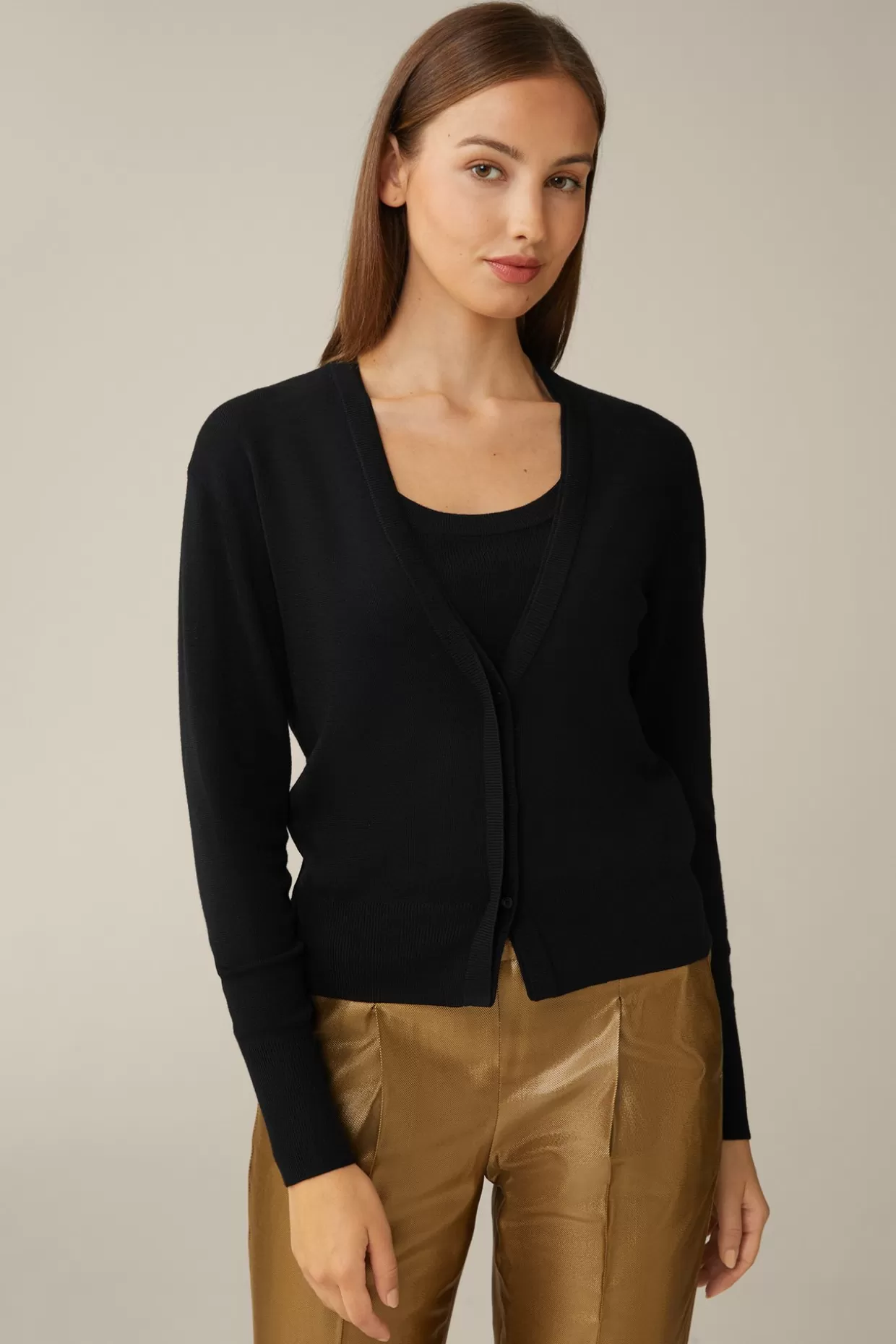 Damen Windsor Schurwoll-Seidenmix-Cardigan In