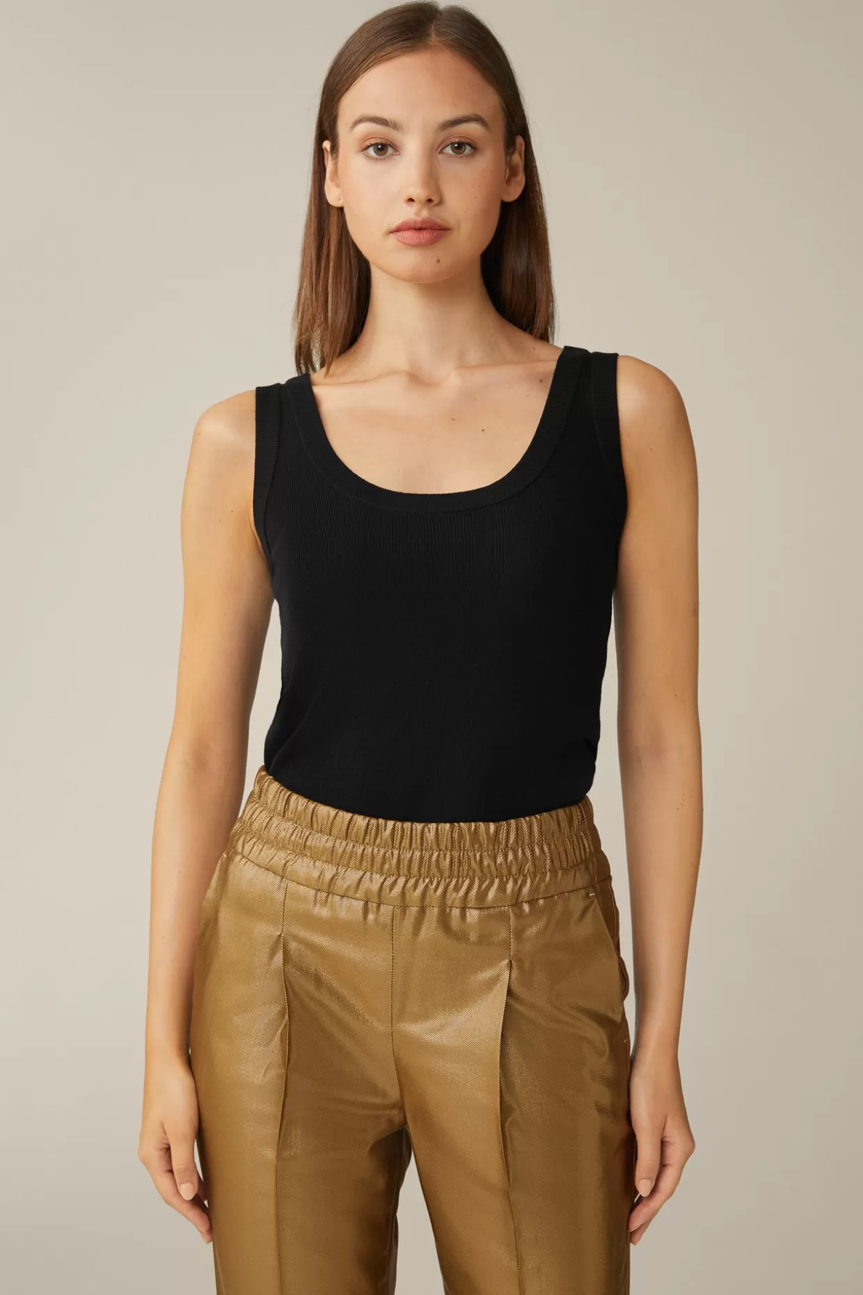 Damen Windsor Schurwoll-Seidenmix-Top In