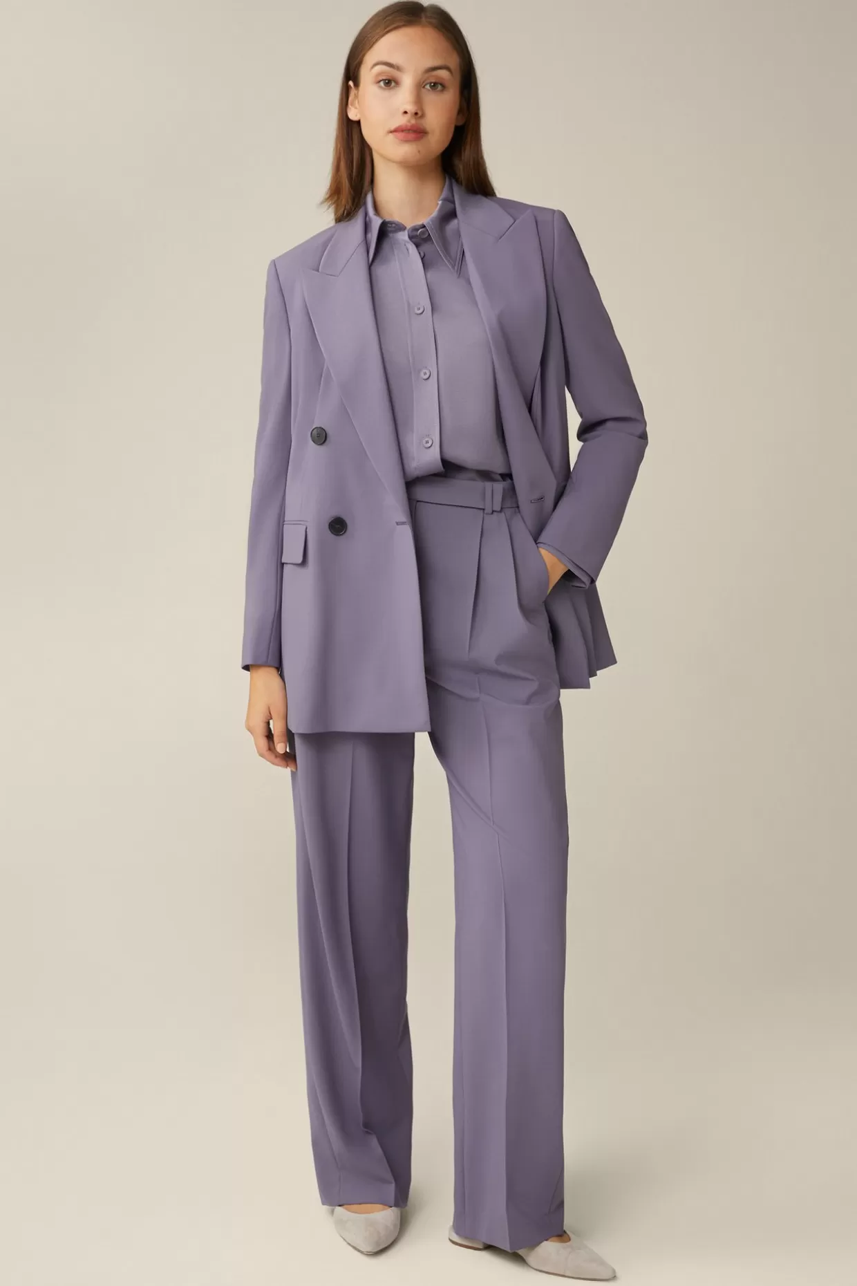 Damen Windsor Schurwollstretch-Doppelreiher-Blazer In