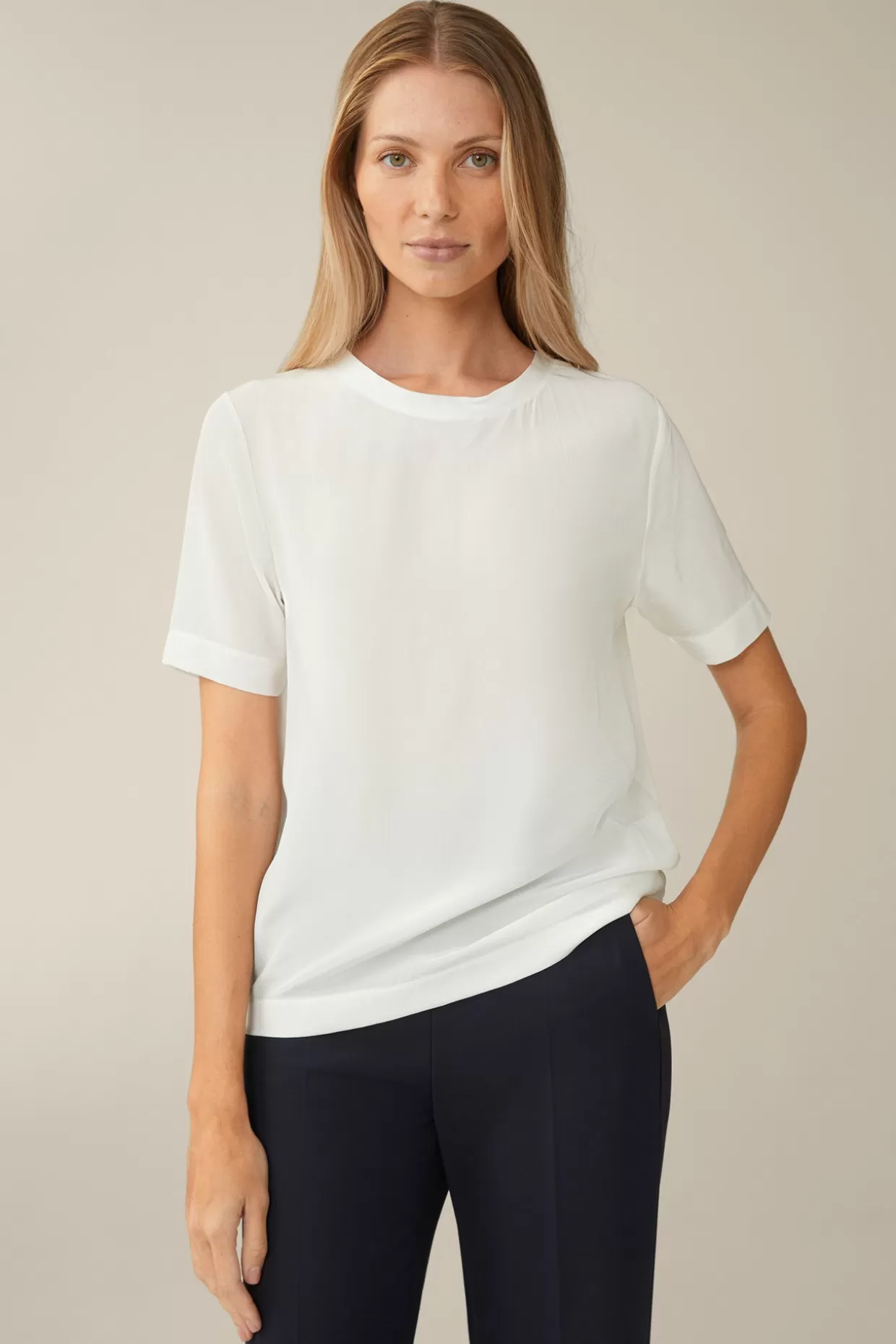 Damen Windsor Seiden-Kurzarm-Shirt In