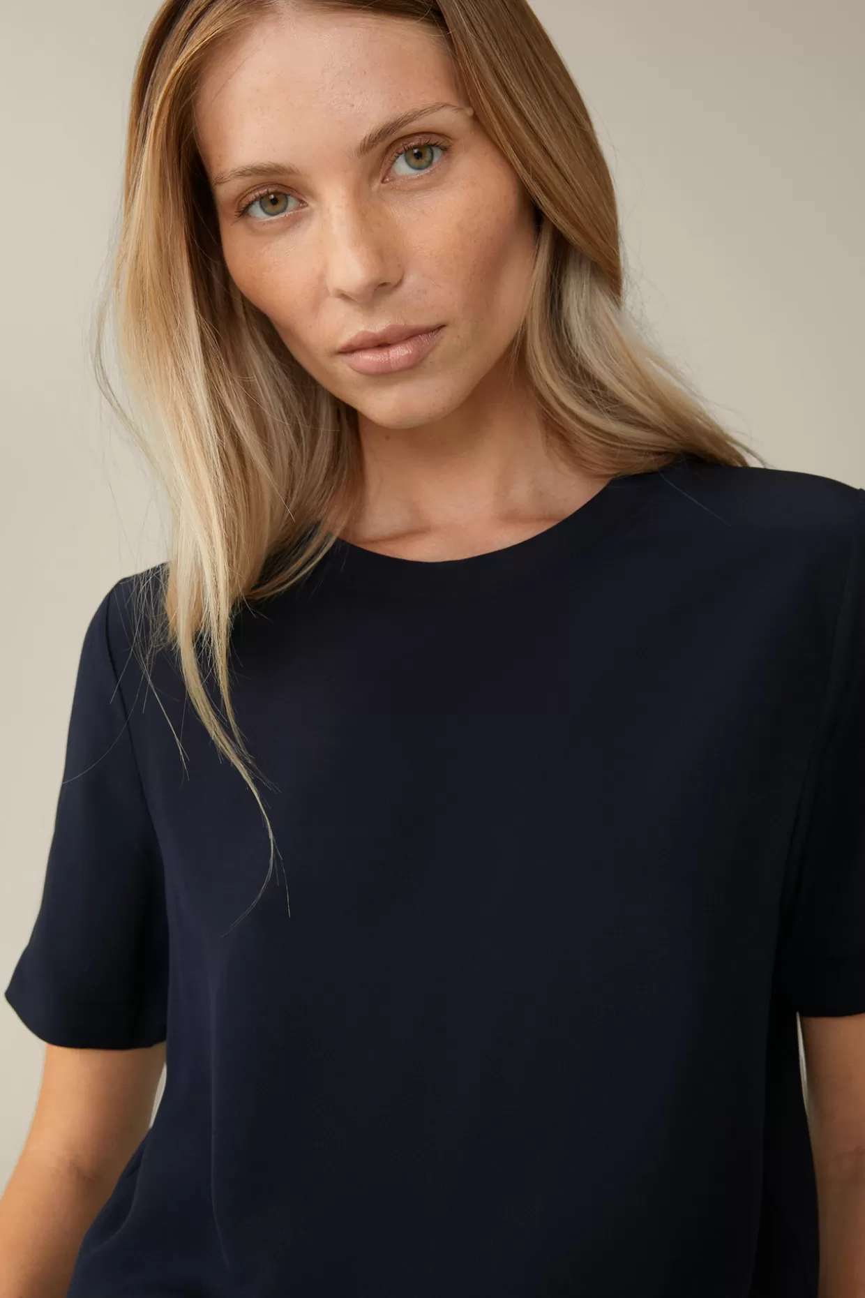 Damen Windsor Seiden-Kurzarm-Shirt In