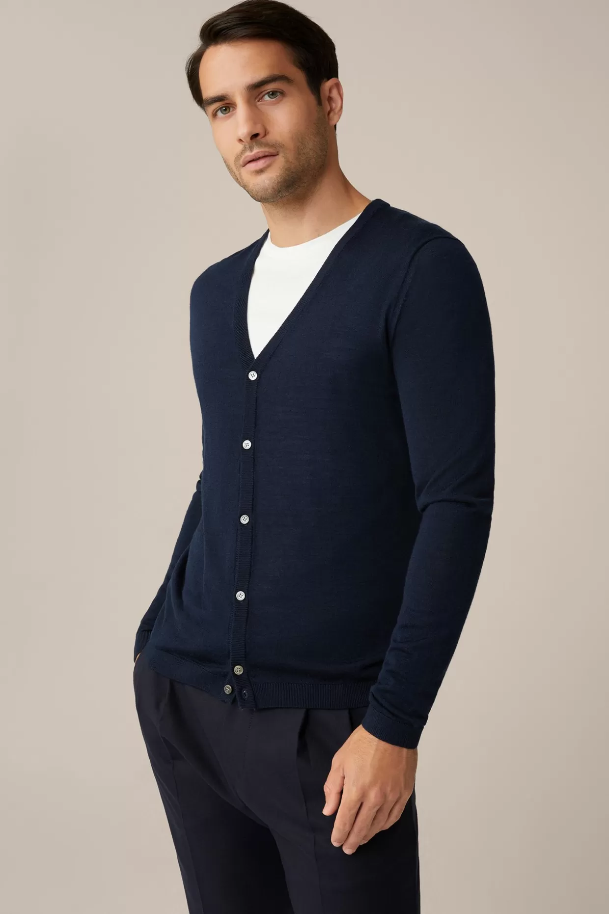 Herren Windsor Strick-Cardigan Nando Mit Seide Und Cashmere In