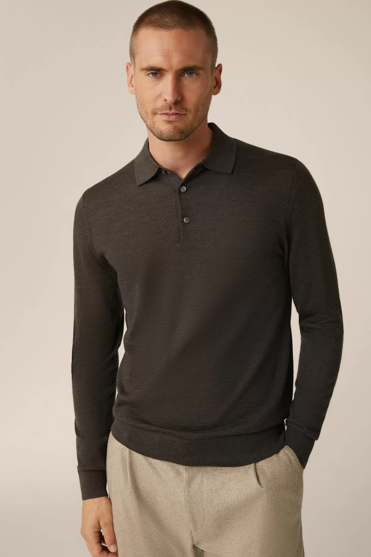 Herren Windsor Strick-Poloshirt Nando Mit Seide Und Cashmere In