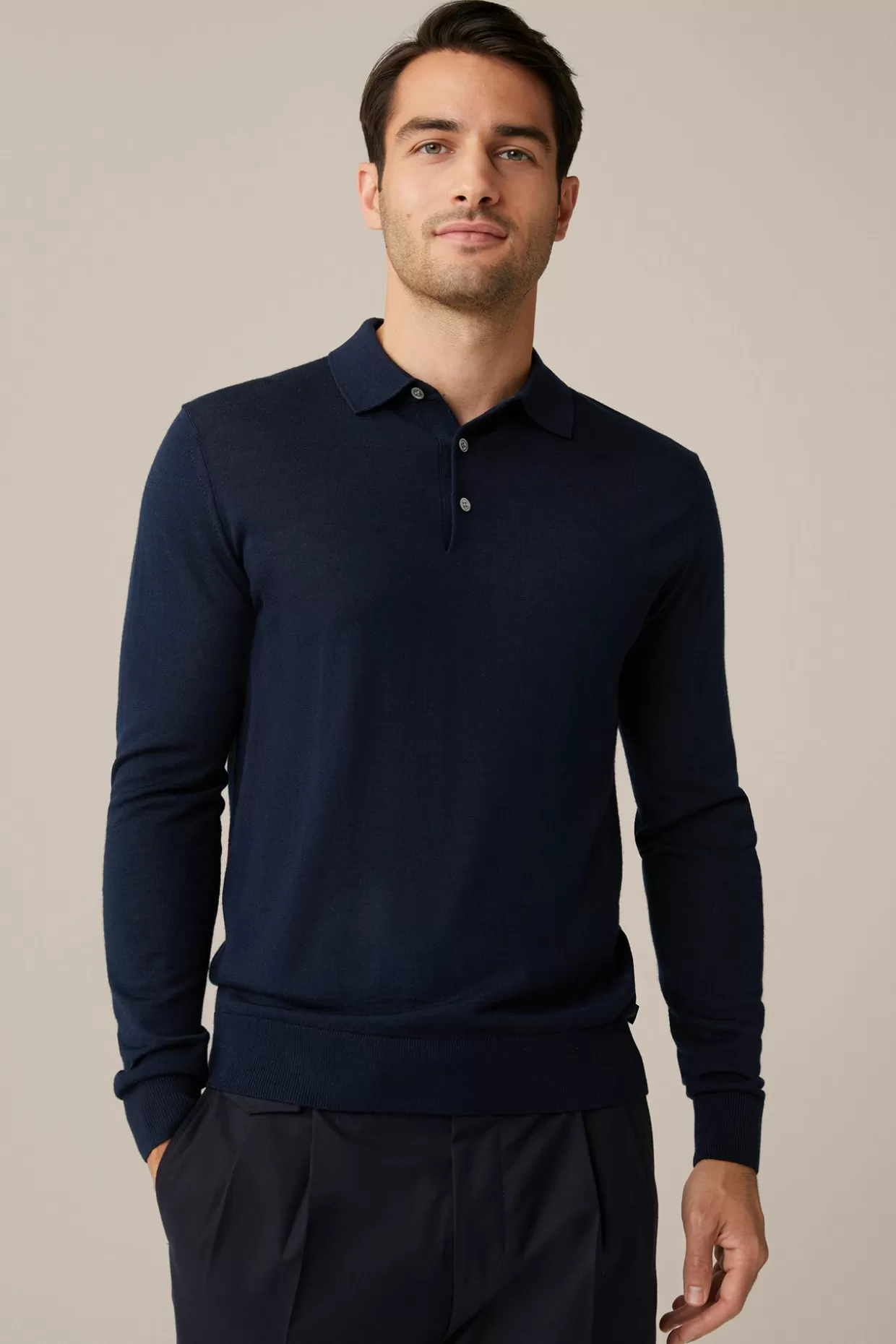 Herren Windsor Strick-Poloshirt Nando Mit Seide Und Cashmere In