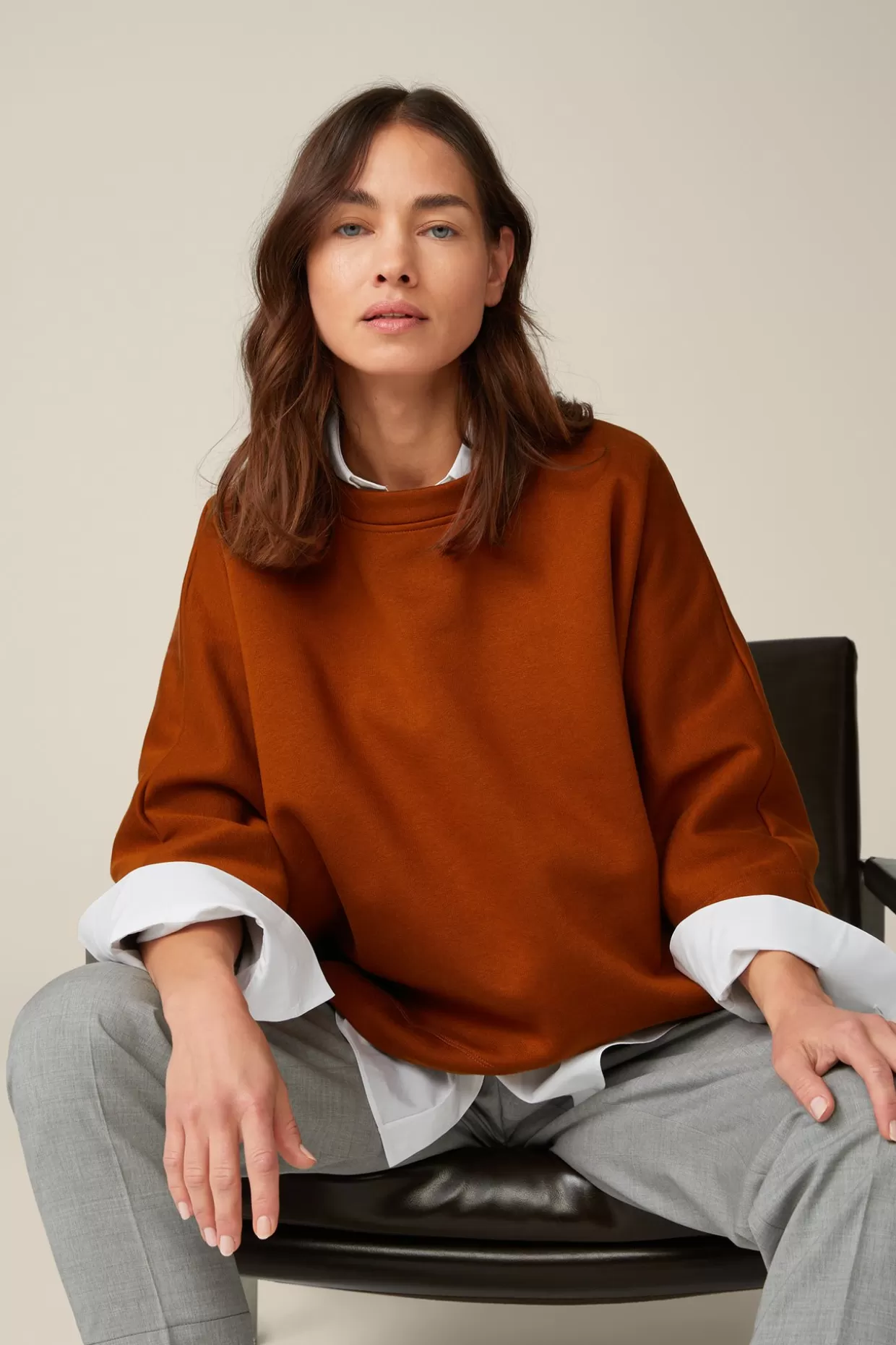 Damen Windsor Sweat-Pullover, Oversized, In Kupfer