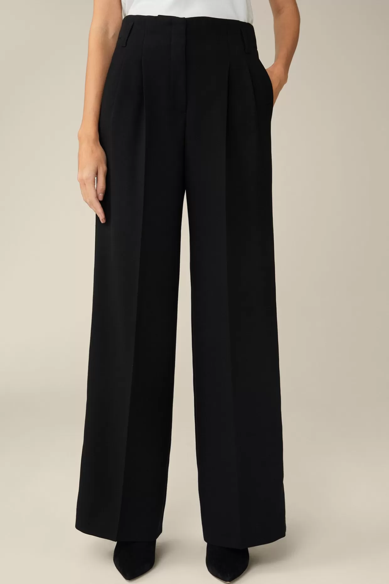 Damen Windsor Wollcrepe-Palazzo-Hose In