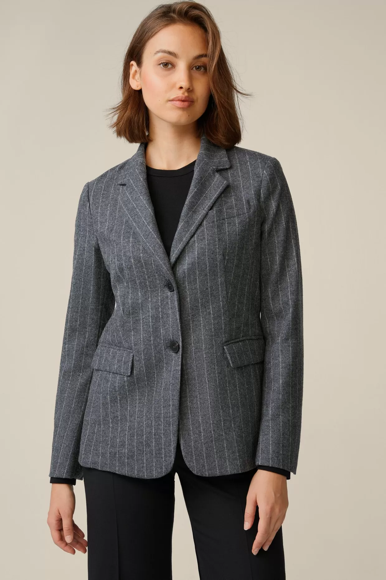 Damen Windsor Wollmix-Blazer Mit Kreidestreifen In