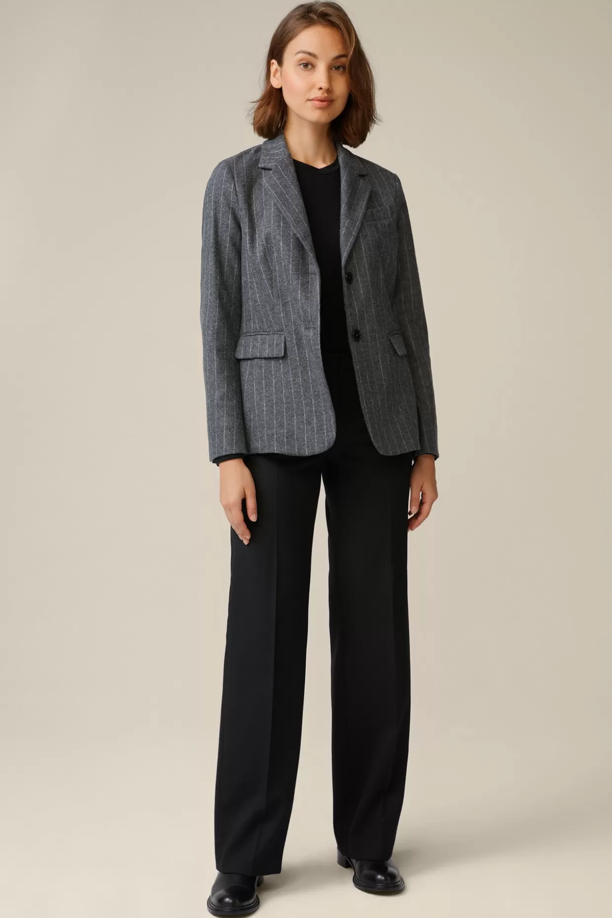 Damen Windsor Wollmix-Blazer Mit Kreidestreifen In