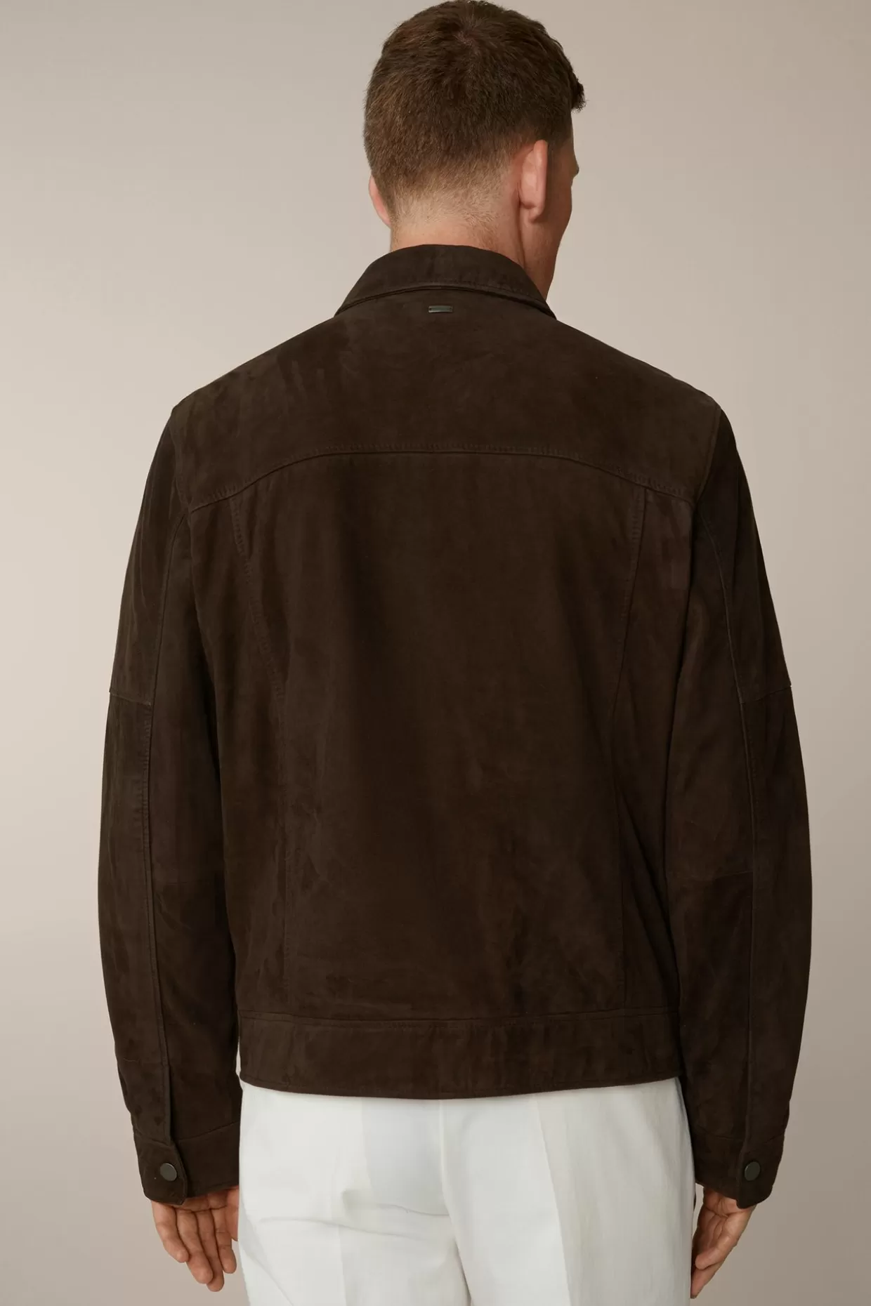 Herren Windsor Ziegenvelours-Leder-Blouson Montagnana Mit Umlegekragen In