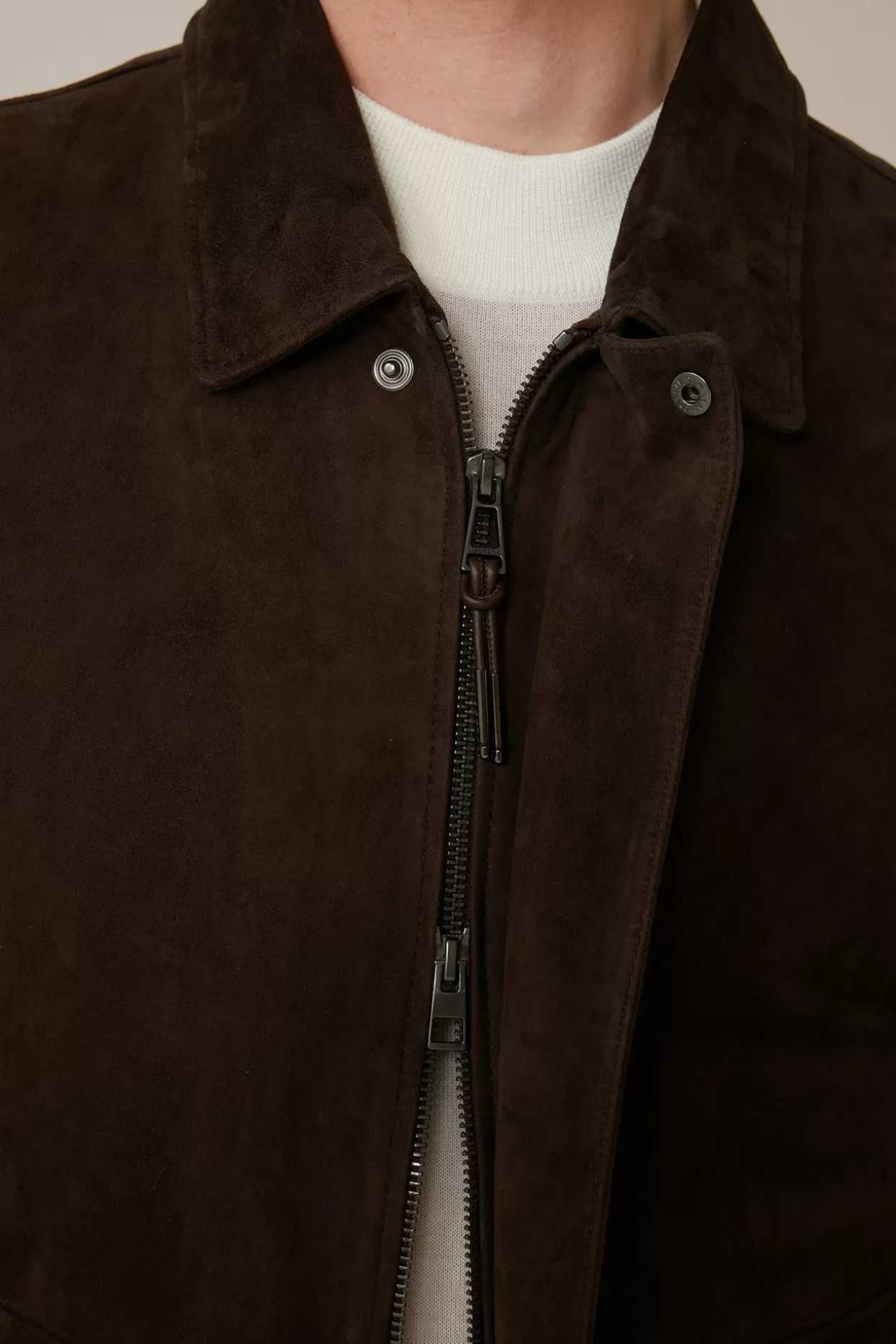 Herren Windsor Ziegenvelours-Leder-Blouson Montagnana Mit Umlegekragen In