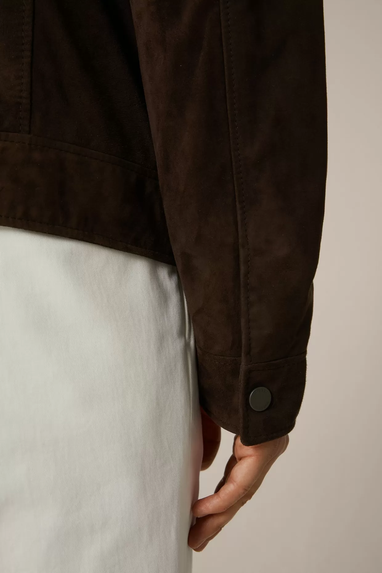 Herren Windsor Ziegenvelours-Leder-Blouson Montagnana Mit Umlegekragen In