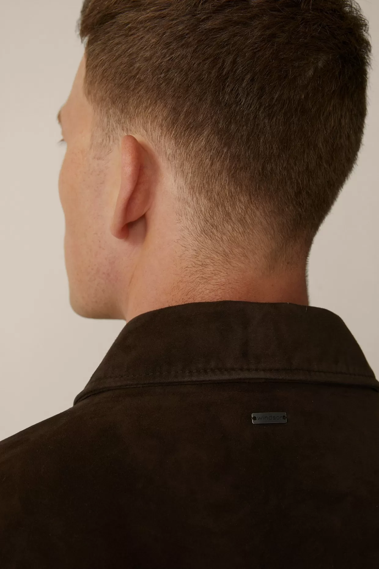 Herren Windsor Ziegenvelours-Leder-Blouson Montagnana Mit Umlegekragen In