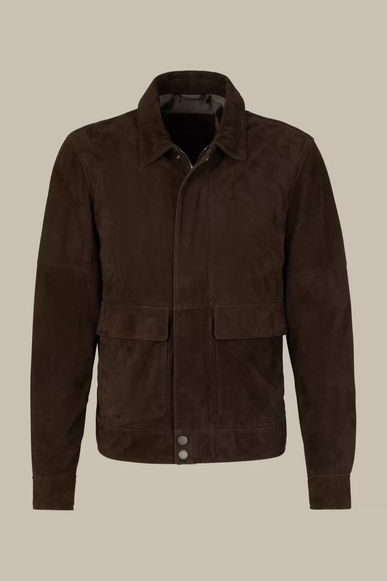 Herren Windsor Ziegenvelours-Leder-Blouson Montagnana Mit Umlegekragen In